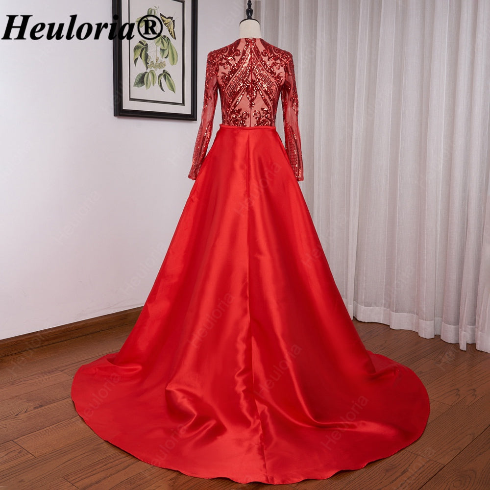 heuloria-Long Sleeve Sequin Evening Dress with Overskirt and Train-ed-58-2