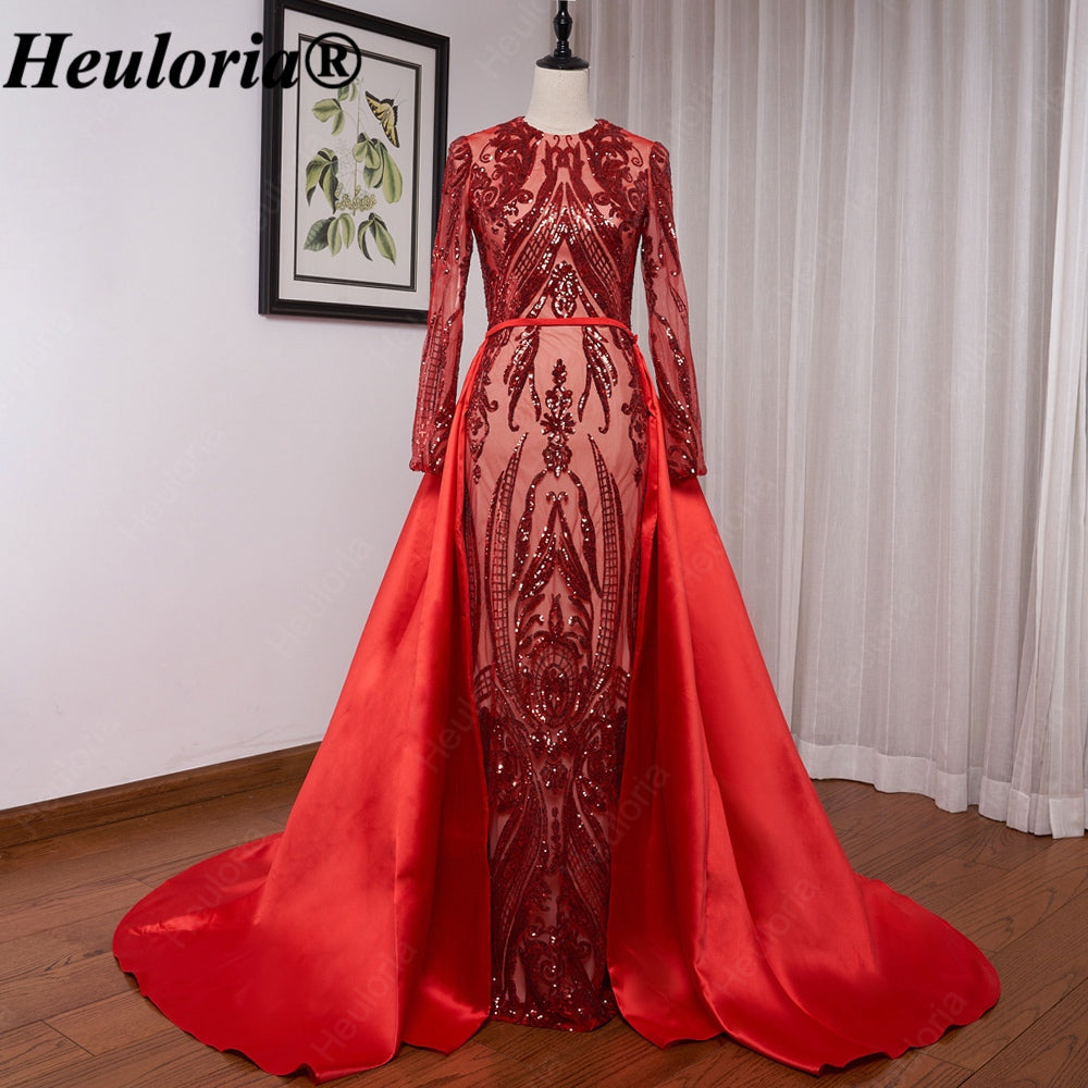 heuloria-Long Sleeve Sequin Evening Dress with Overskirt and Train-ed-58-2