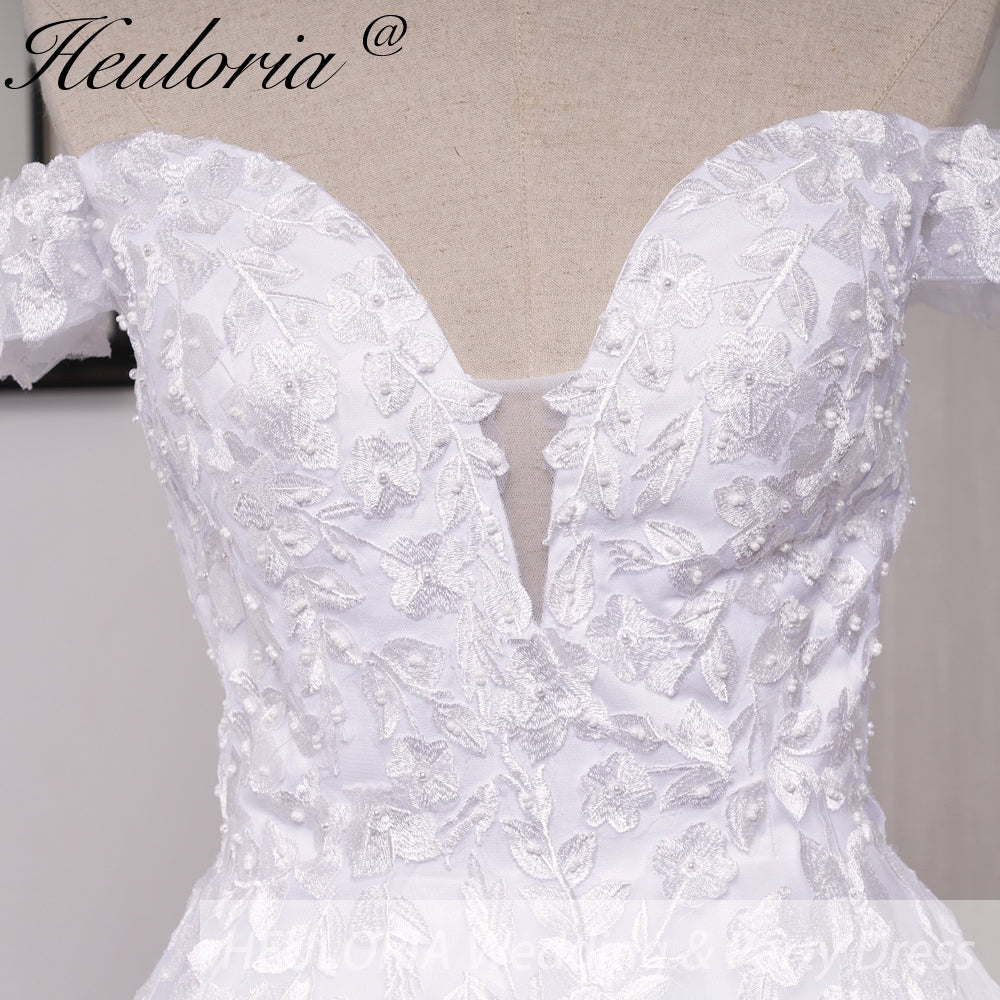 HEULORIA elegant off shoulder wedding dress lace Princess bridal dress Robe De Mariee Wedding Bride Dress BA-690