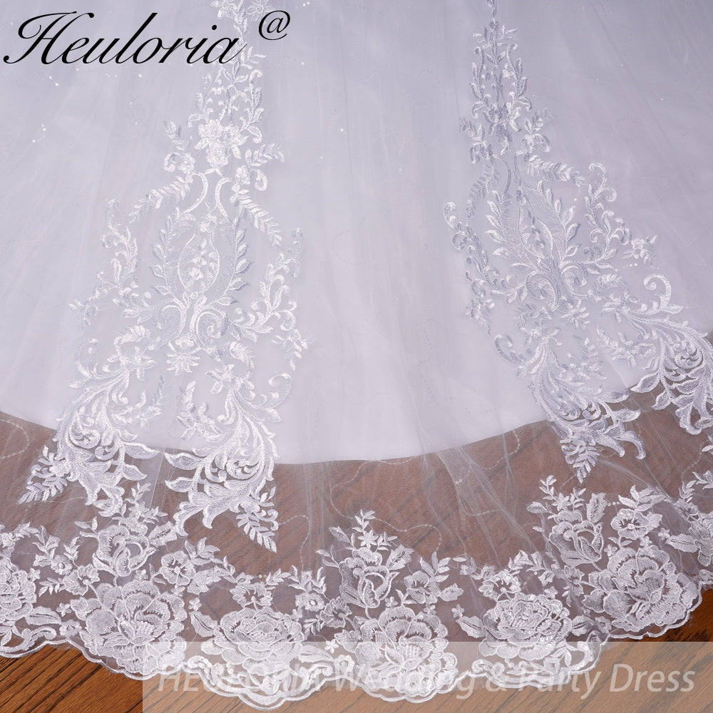HEULORIA princess wedding dress long sleeve lace beading bride dress plus size robe de mariee Wedding gown BA-702