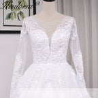 HEULORIA princess wedding dress long sleeve lace beading bride dress plus size robe de mariee Wedding gown BA-702