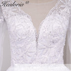 HEULORIA princess wedding dress long sleeve lace beading bride dress plus size robe de mariee Wedding gown BA-702