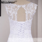 HEULORIA elegant Mermaid Wedding Dresses O neck lace applique Bride dres Robe de mariage customize ME-619