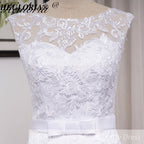 HEULORIA elegant Mermaid Wedding Dresses O neck lace applique Bride dres Robe de mariage customize ME-619