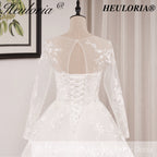 HEULORIA Princess Ball Gown Wedding Dress long sleeve sweetheart plus size robe de mariee Lace beading bride dress court train BA-653