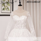 HEULORIA Princess Ball Gown Wedding Dress long sleeve sweetheart plus size robe de mariee Lace beading bride dress court train BA-653