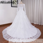 HEULORIA elegant Princess wedding dress long sleeve off shoulder lace bride dress Robe De Mariee Wedding Bride Dress long train BA-OFB