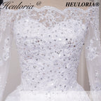 HEULORIA elegant Princess wedding dress long sleeve off shoulder lace bride dress Robe De Mariee Wedding Bride Dress long train BA-OFB