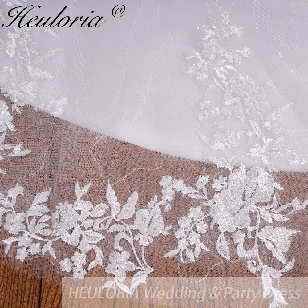 HEULORIA  Elegant lace applique ball gown princess Wedding Dress V neck plus size shinny skirt bridal dress robe de mariee BA-642