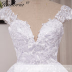 HEULORIA  Elegant lace applique ball gown princess Wedding Dress V neck plus size shinny skirt bridal dress robe de mariee BA-642