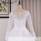 HEULORIA Princess Ball Gown Wedding Dress long sleeve sweetheart plus size robe de mariee Lace beading bride dress court train BA-VN8191