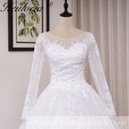 HEULORIA Princess Ball Gown Wedding Dress long sleeve sweetheart plus size robe de mariee Lace beading bride dress court train BA-VN8191