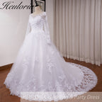 HEULORIA Princess Ball Gown Wedding Dress long sleeve sweetheart plus size robe de mariee Lace beading bride dress court train BA-VN8191