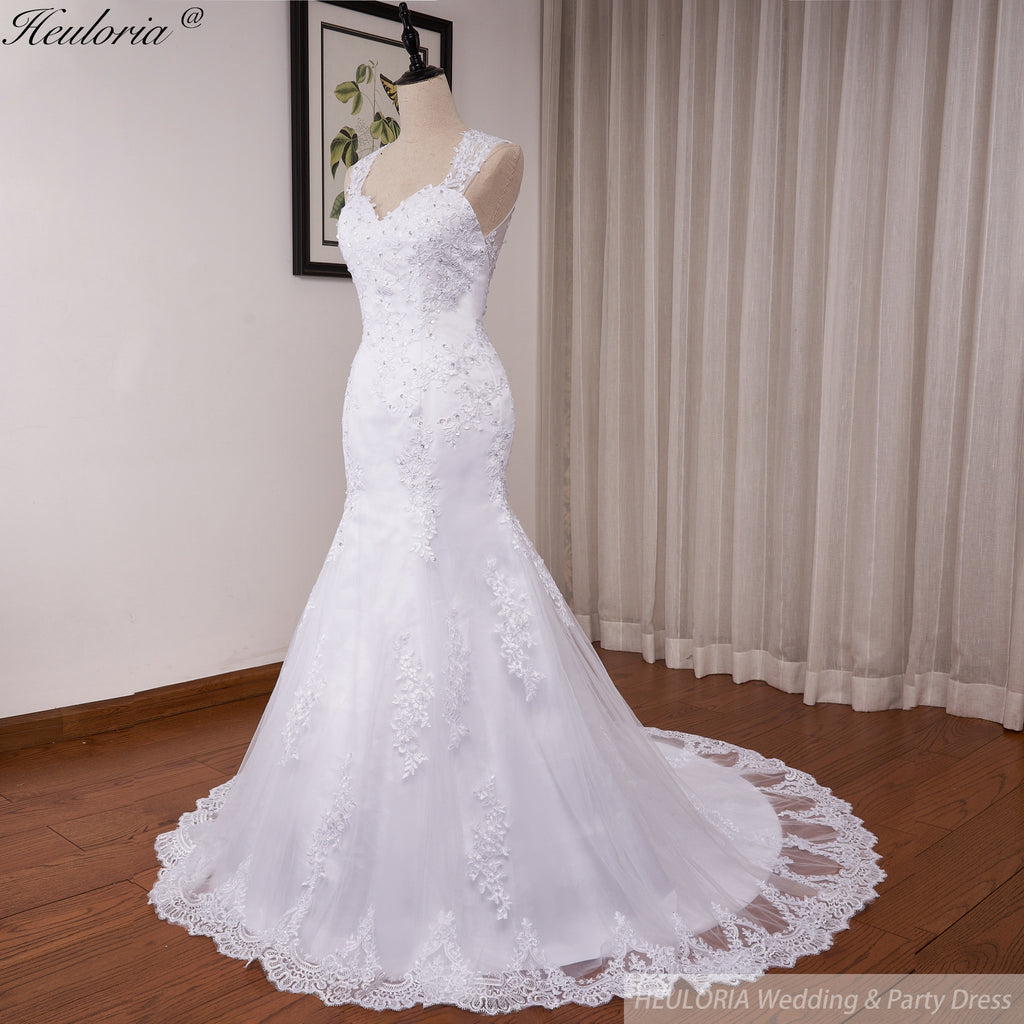 HEULORIA vintage Mermaid Wedding Dress sweetheart lace beading bride dress Robe de mariage customize ME-1231