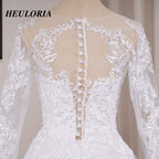 HEULORIA Princess Wedding Dress long sleeve sweetheart plus size robe de mariee Lace beading bride dress court train BA-OF1219