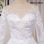 HEULORIA Princess Wedding Dress long sleeve sweetheart plus size robe de mariee Lace beading bride dress court train BA-OF1219