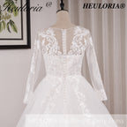 HEULORIA Ball-Gown/Princess Scoop Illusion long sleeve Cathedral Train Tulle Lace Wedding Dress BA-OF1224
