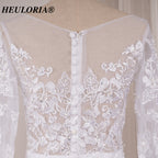 HEULORIA Exquisite Mermaid Lace Wedding Dress with Illusion Long Sleeves and Plunging Neckline ME-620