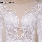 HEULORIA Exquisite Mermaid Lace Wedding Dress with Illusion Long Sleeves and Plunging Neckline ME-620