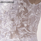 HEULORIA Illusion Neckline Lace Mermaid Wedding Dress with Delicate Cap Sleeves and Scalloped Train ME-621