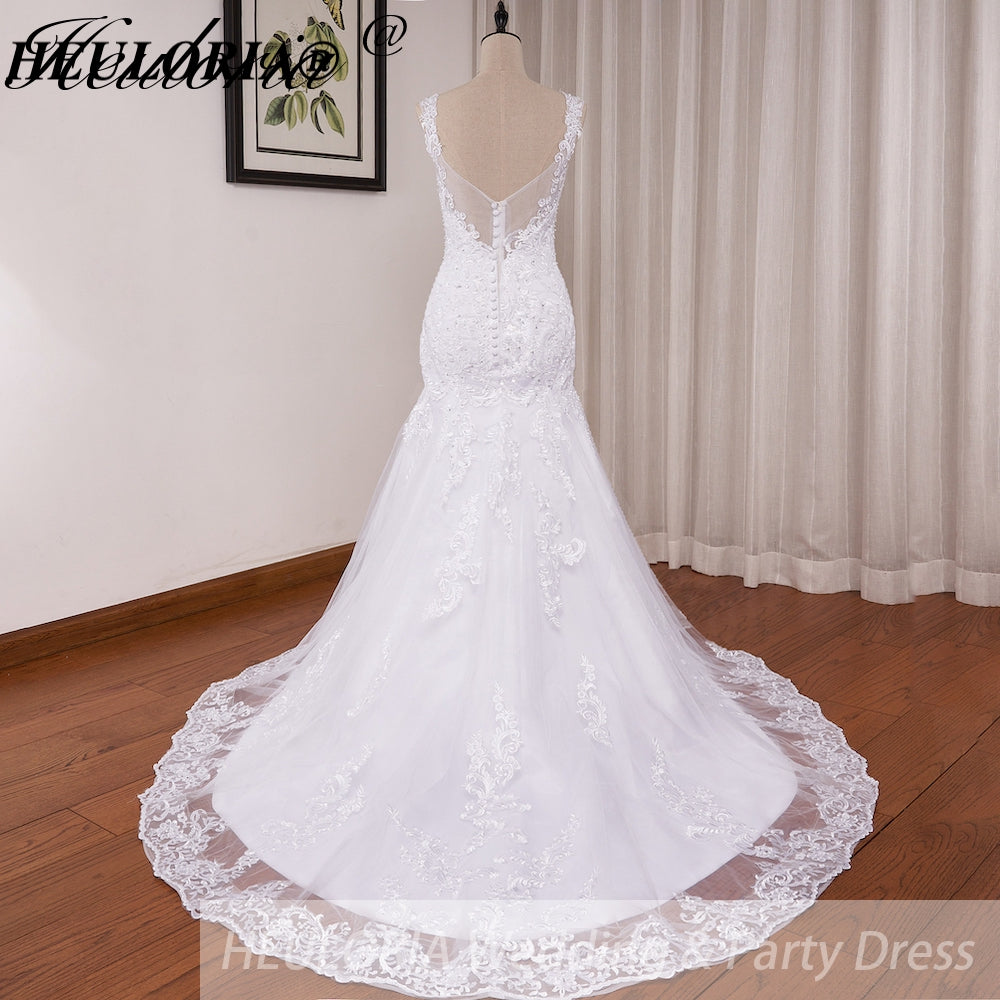 HEULORIA vintage Mermaid Wedding Dress sweetheart lace beading bride dress Robe de mariage customize ME-622