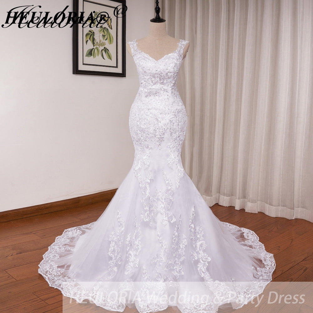 HEULORIA vintage Mermaid Wedding Dress sweetheart lace beading bride dress Robe de mariage customize ME-622