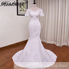 HEULORIA off shoulder Mermaid Wedding Dresses lace up plus size Bride Dress Robe de mariage customize ME-51009