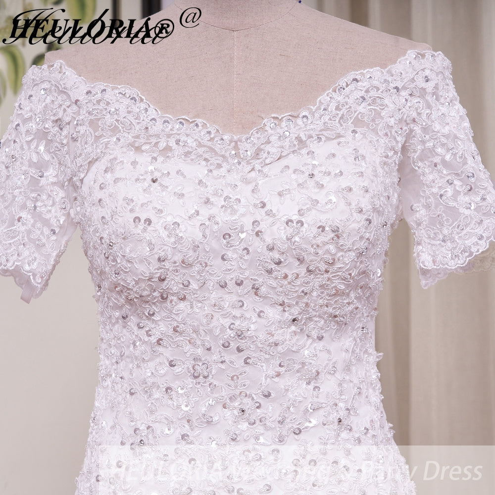 HEULORIA off shoulder Mermaid Wedding Dresses lace up plus size Bride Dress Robe de mariage customize ME-51009