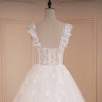 HEULORIA A-line Sweetheart Court Train Lace Tulle Wedding Dress With Sequins AL-543