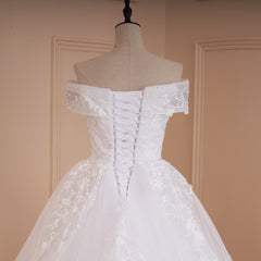 Vestido de novia de princesa HEULORIA con hombros descubiertos, apliques de encaje con cuentas de cristal, vestido de novia de talla grande, bata de mariee 