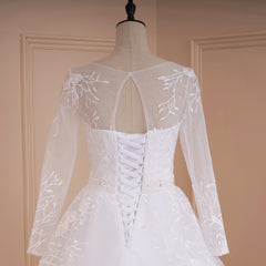 Vestido De baile HEULORIA, vestidos De Boda De Princesa, vestido De novia De encaje De manga larga, cinturón con cuentas, vestido De novia De talla grande 