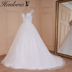 Heuloria Romantic Lace A-Line Wedding Dress with Illusion Neckline and Delicate Cap Sleeves AL-526