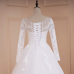 HEULORIA vestido De novia De princesa manga larga apliques De encaje vestido De novia con cordones bata De Mariee 