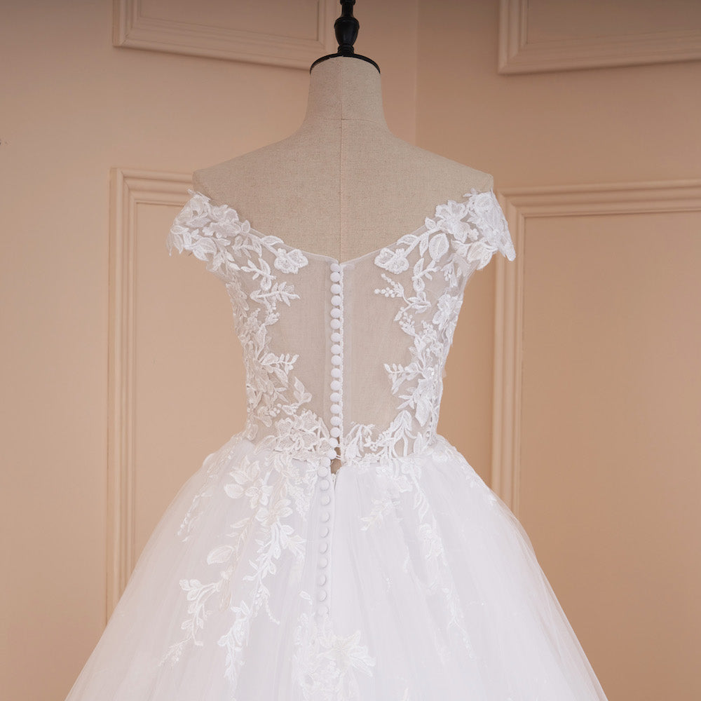 HEULORIA princess wedding dress off shoulder lace applique bride dress plus size robe de mariee BA-546