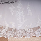 HEULORIA Plunging V-Neck Off-the-Shoulder Lace Wedding Dress with Illusion Back & Scalloped Train BA-546