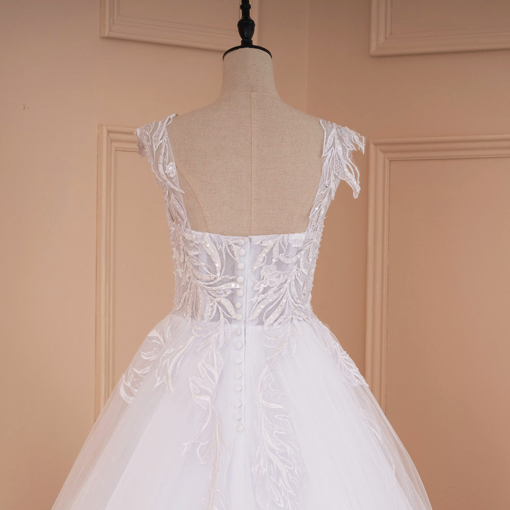 HEULORIA elegant off shoulder wedding dress A line lace applique bridal dress Robe De Mariee Wedding Bride Dress AL-558