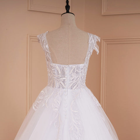 HEULORIA elegant off shoulder wedding dress A line lace applique bridal dress Robe De Mariee Wedding Bride Dress
