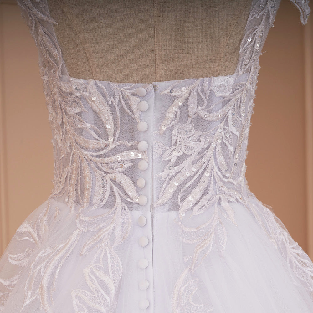 HEULORIA elegant off shoulder wedding dress A line lace applique bridal dress Robe De Mariee Wedding Bride Dress AL-558