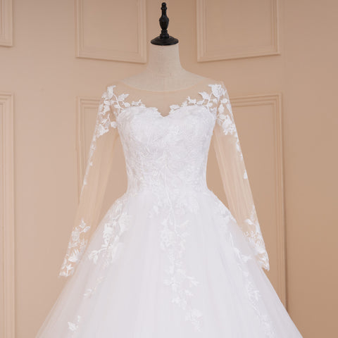 HEULORIA princesse robe de mariée à manches longues dentelle applique grande taille robe de bal robe de mariée à lacets robe de mariée 