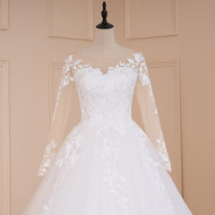 Vestido de novia de princesa HEULORIA, Apliques de encaje de manga larga, vestido de baile de talla grande, vestido de novia con cordones, bata de mariee 