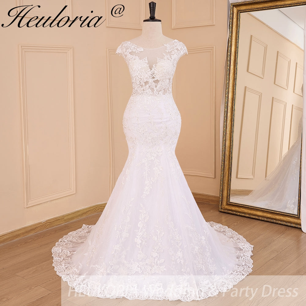 HEULORIA vintage Mermaid Wedding Dress sweetheart lace beading bride dress Robe de mariage customize ME-621 Immagine principale del prodotto