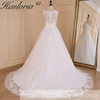 HEULORIA A-line Court Train Tulle Lace Wedding Dress With Sequins AL-614A