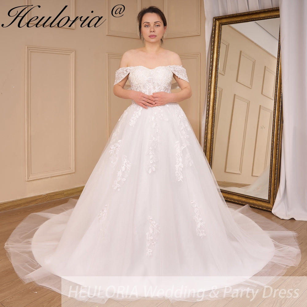 elegant A line wedding dress off shoulder lace beading bride dress Robe De Mariee Wedding Bride Dress long train AL-782A Secondary image
