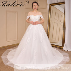 elegant A line wedding dress off shoulder lace beading bride dress Robe De Mariee Wedding Bride Dress long train AL-782A