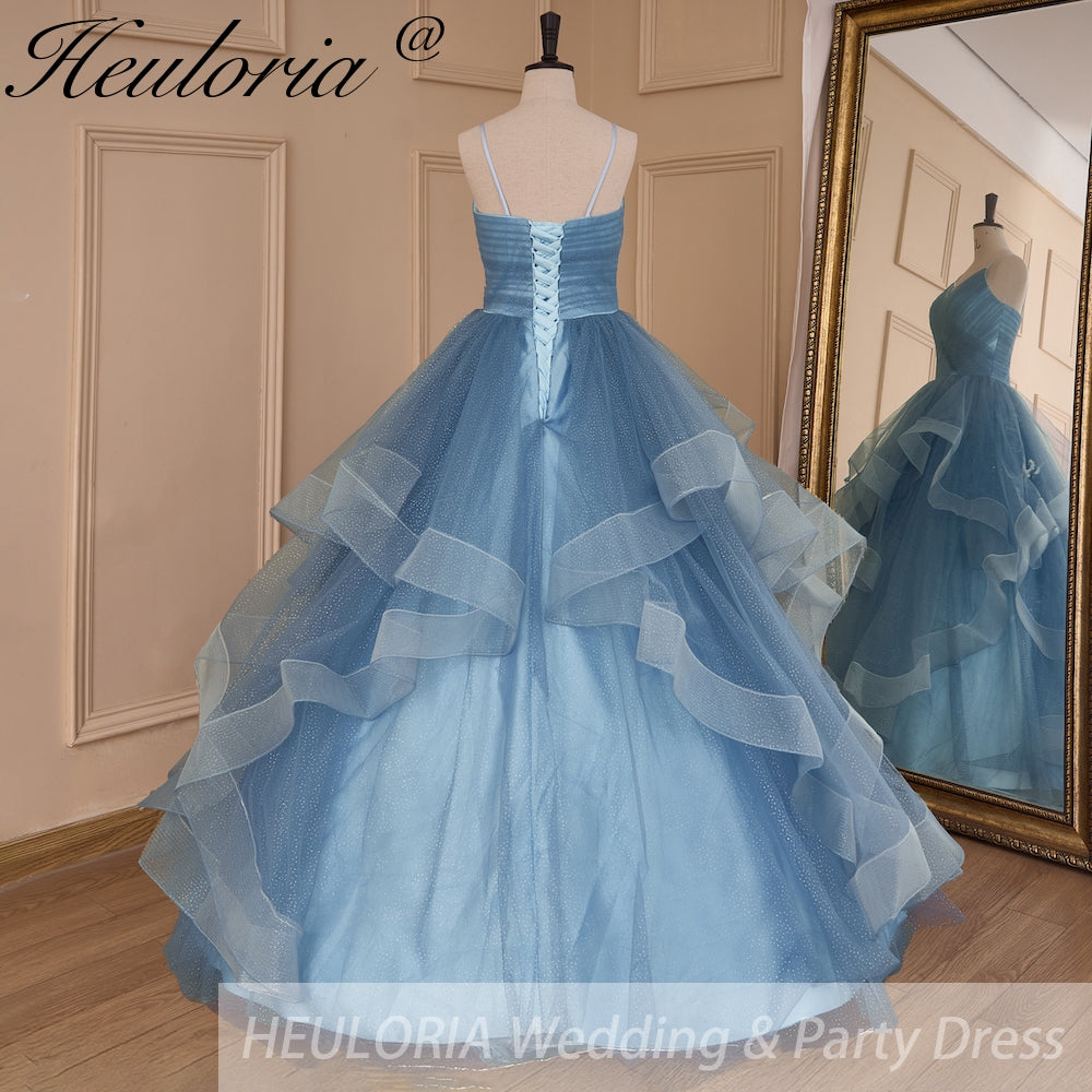 HEULORIA elegant  A line wedding dress shinny tulle bride dress Robe De Mariee Wedding Bride Dress AL-799