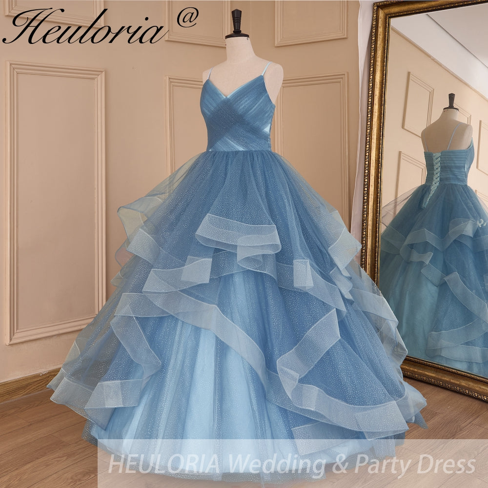 HEULORIA elegant  A line wedding dress shinny tulle bride dress Robe De Mariee Wedding Bride Dress AL-799