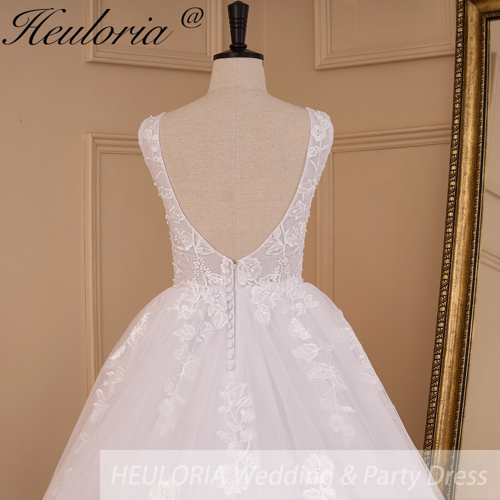 Elegant lace wedding dress A line V neck bride dress robe de mariee A line Wedding Bridal Gown AL-856