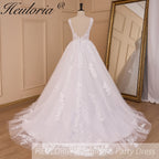 Elegant lace wedding dress A line V neck bride dress robe de mariee A line Wedding Bridal Gown AL-856