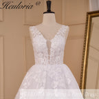 Elegant lace wedding dress A line V neck bride dress robe de mariee A line Wedding Bridal Gown AL-856