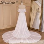 Elegant Boho A line Wedding Dress lace applique chiffon bride dress robe de mariee A line Wedding Bridal Gown AL-855